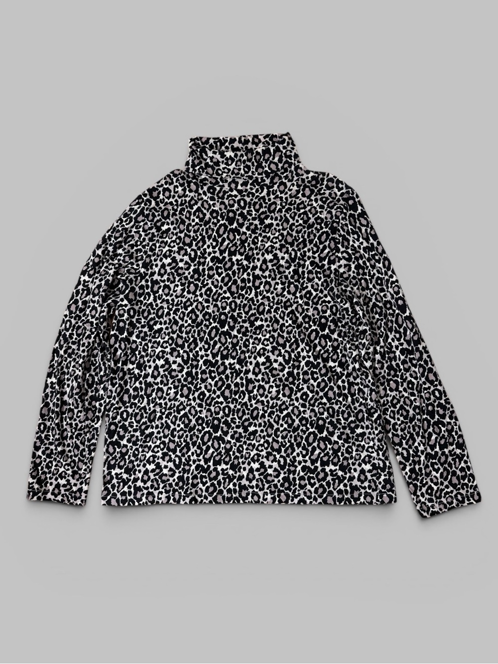 J. Crew 100% Cotton White Leopard Print Turtleneck Tee